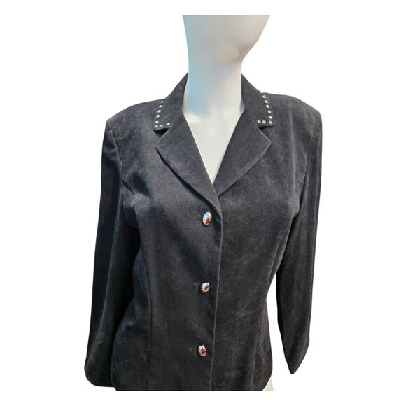 Amanda Smith Black Silver Studded Blazer Womens Size 8 - Picture 3 of 10